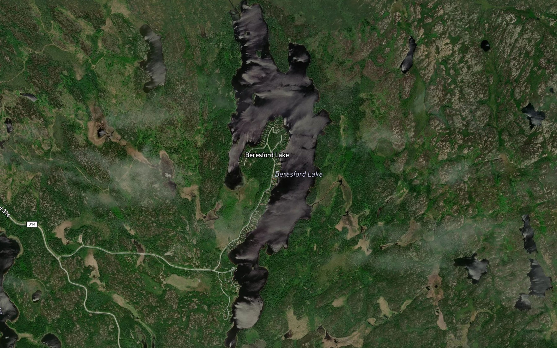 Satellite map of the Beresford Lake