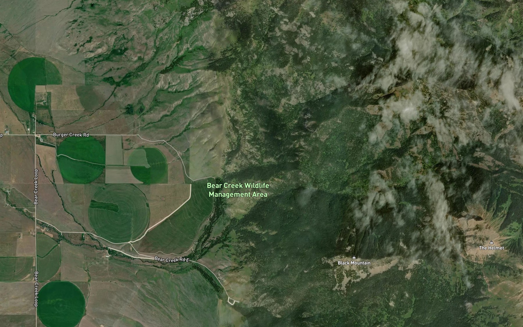 Satellite map of the Cameron Creek