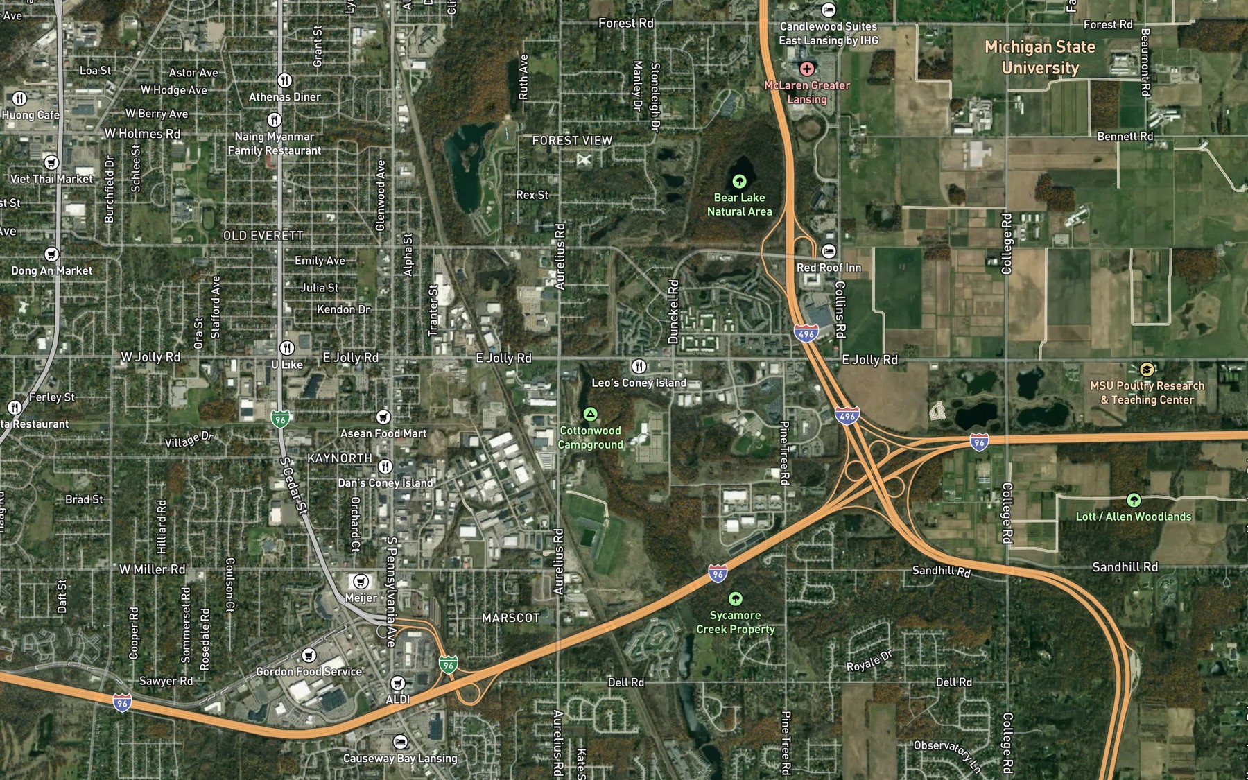 Satellite map of the Banta Drain