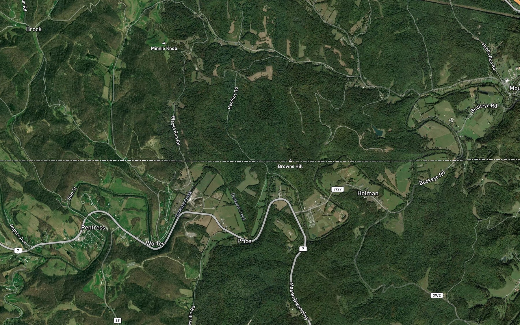 Satellite map of the Ripleys Run
