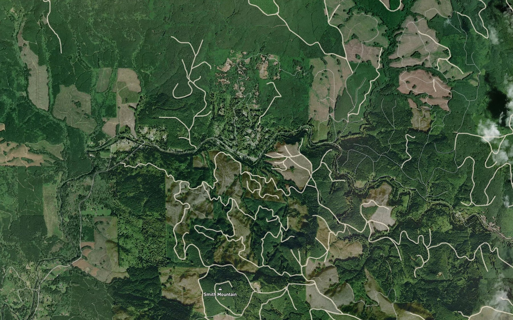 Satellite map of the Sam Smith Creek