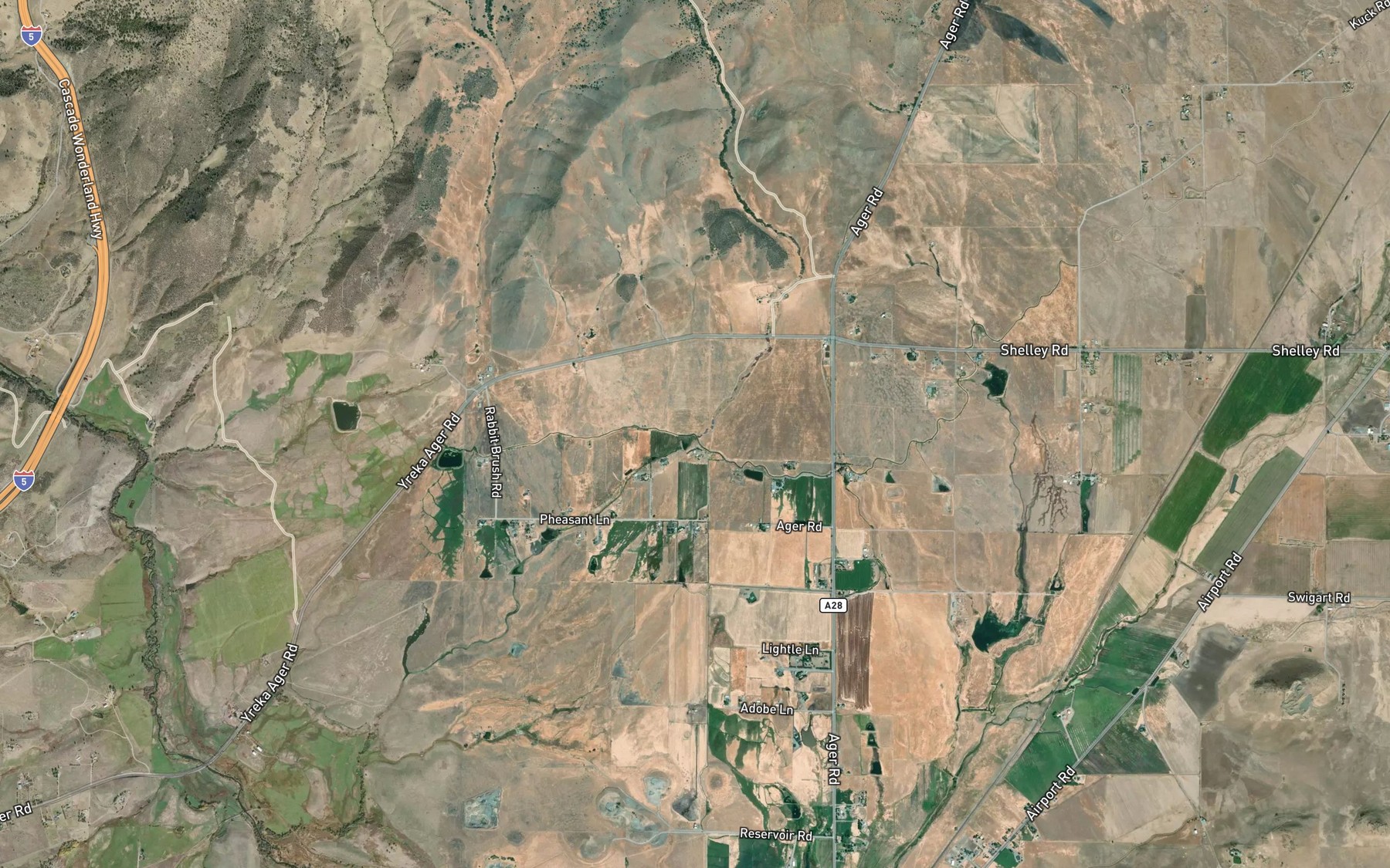 Satellite map of the Bunton Hollow Creek