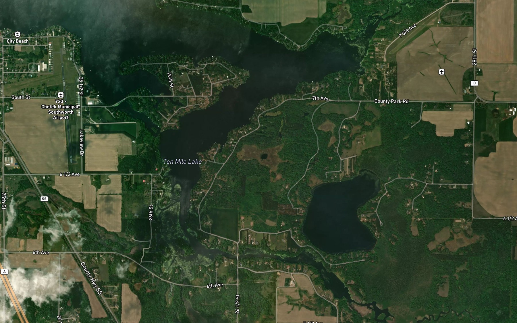 Satellite map of the Tenmile Lake