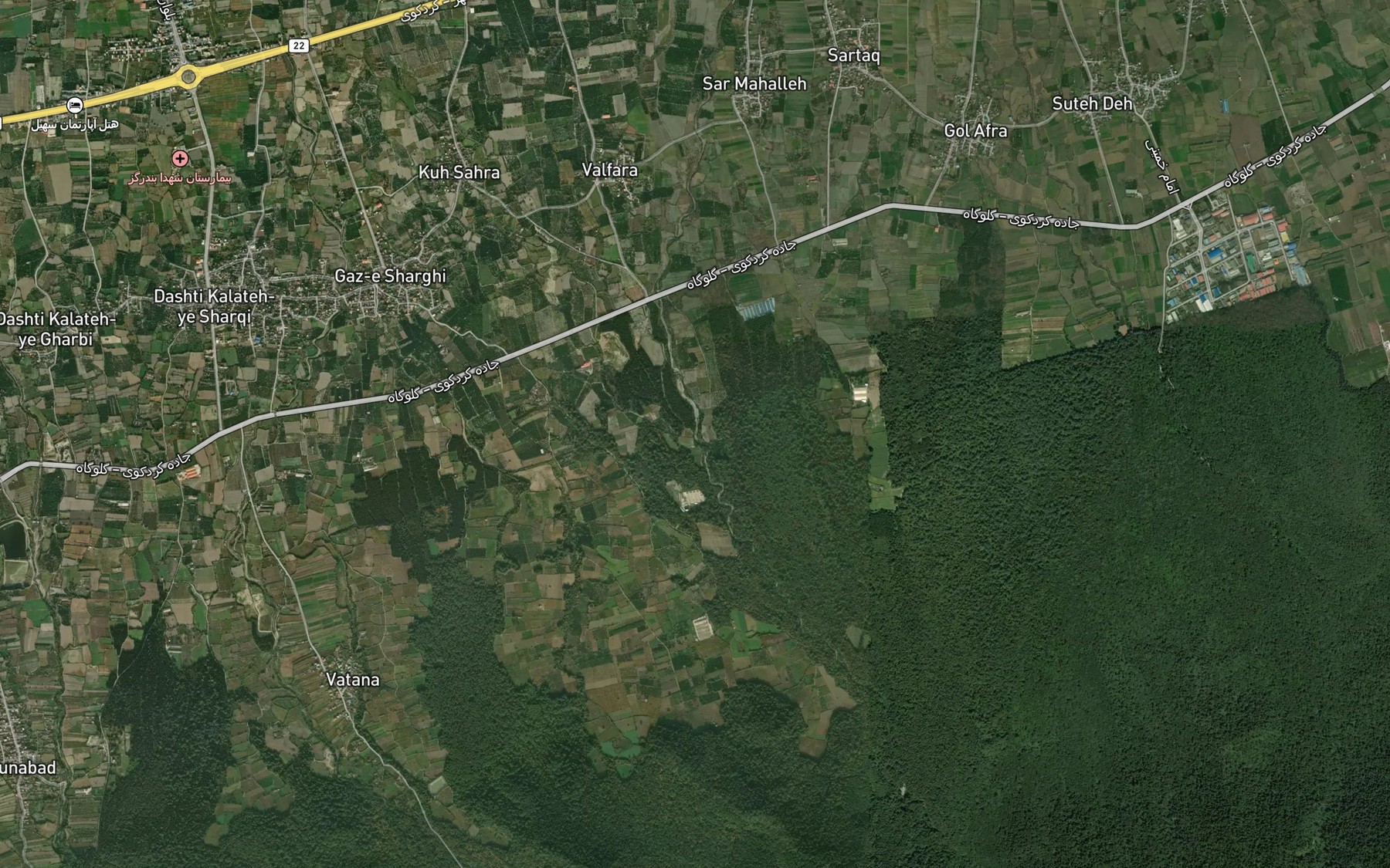 Satellite map of the Ab-e Miranlu