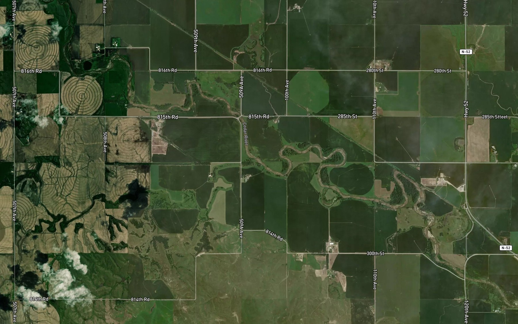 Satellite map of the Freeman Creek