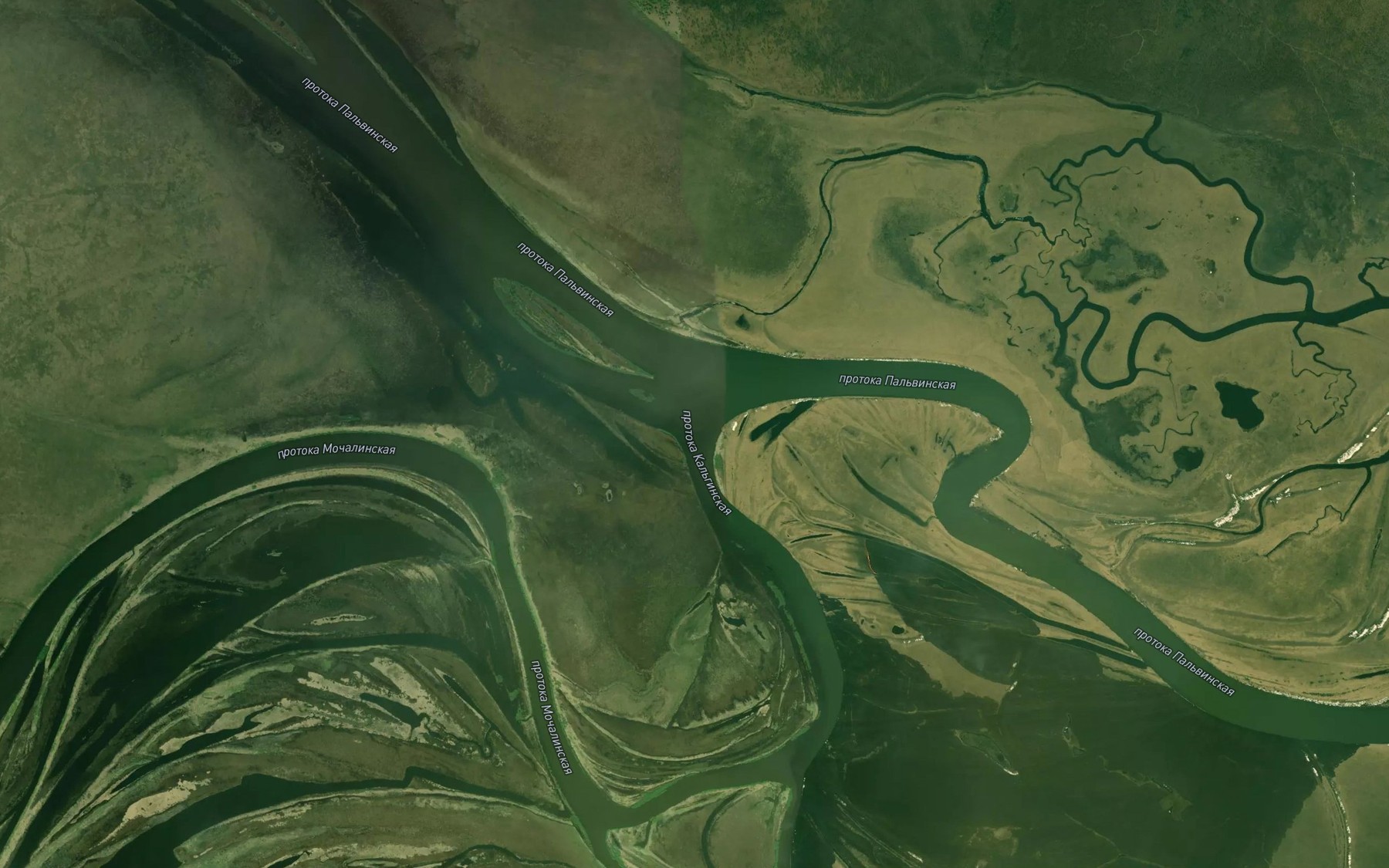Satellite map of the Protoka Kal'ginskaya
