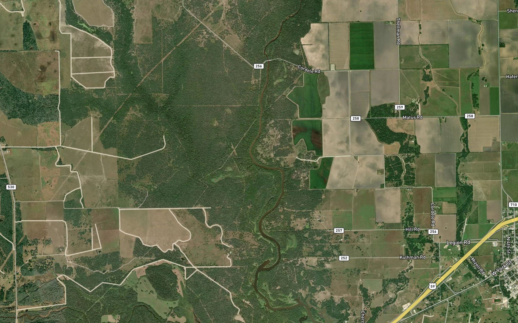 Satellite map of the Brushy Creek