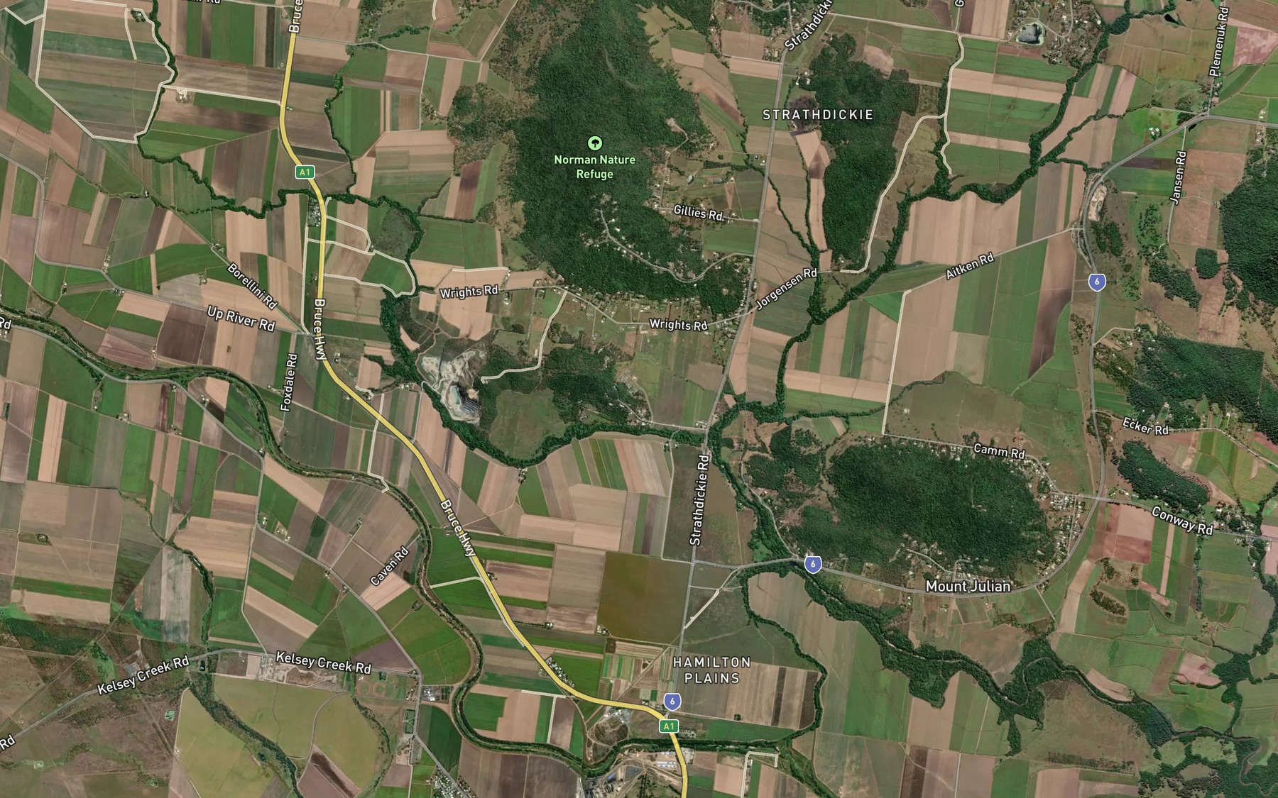 Satellite map of the Brandy Creek