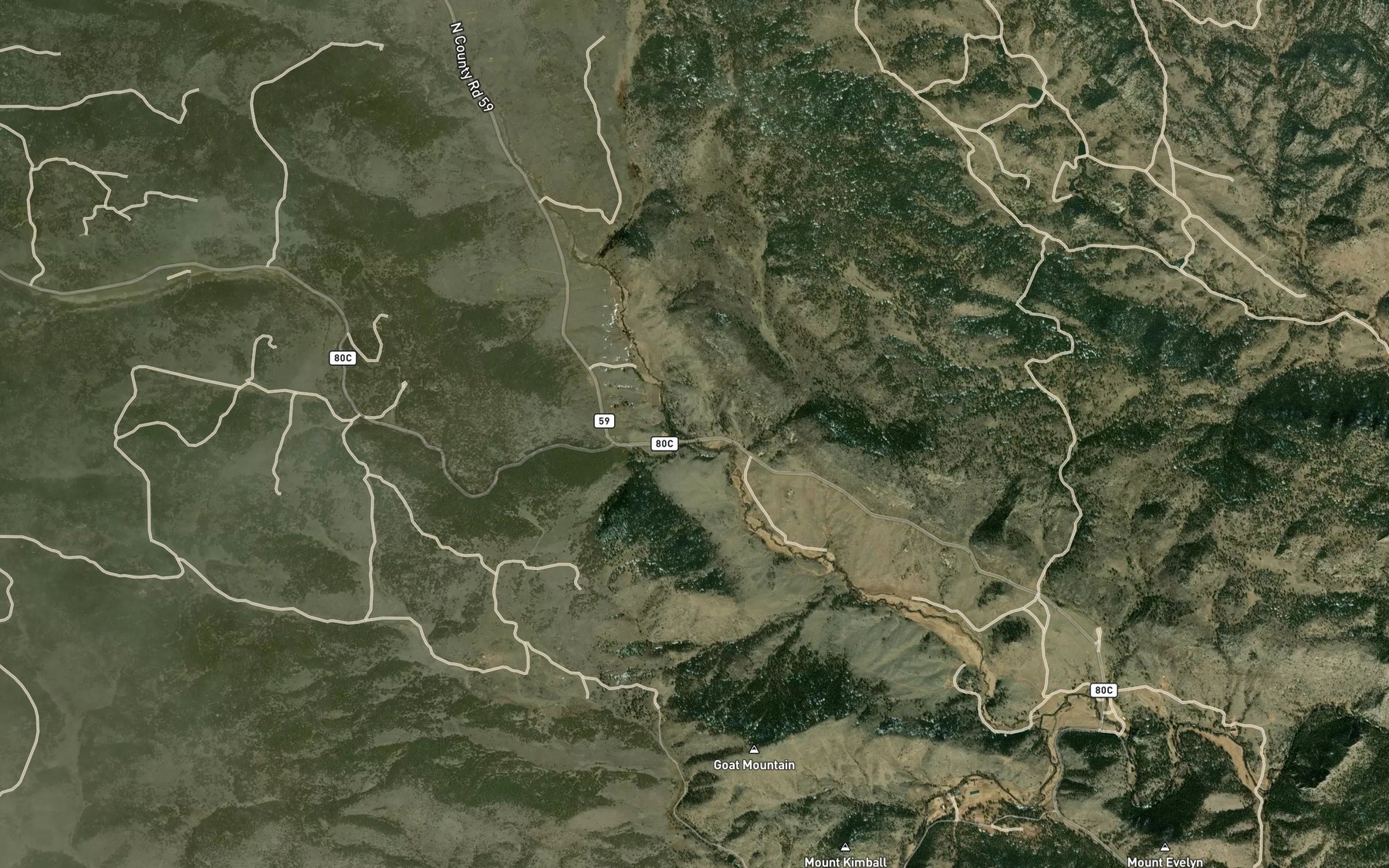 Satellite map of the Devils Creek