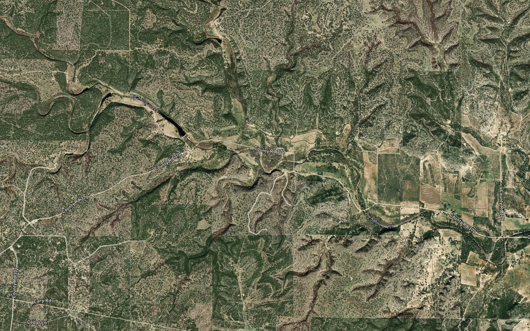 Satellite map of the Hog Creek