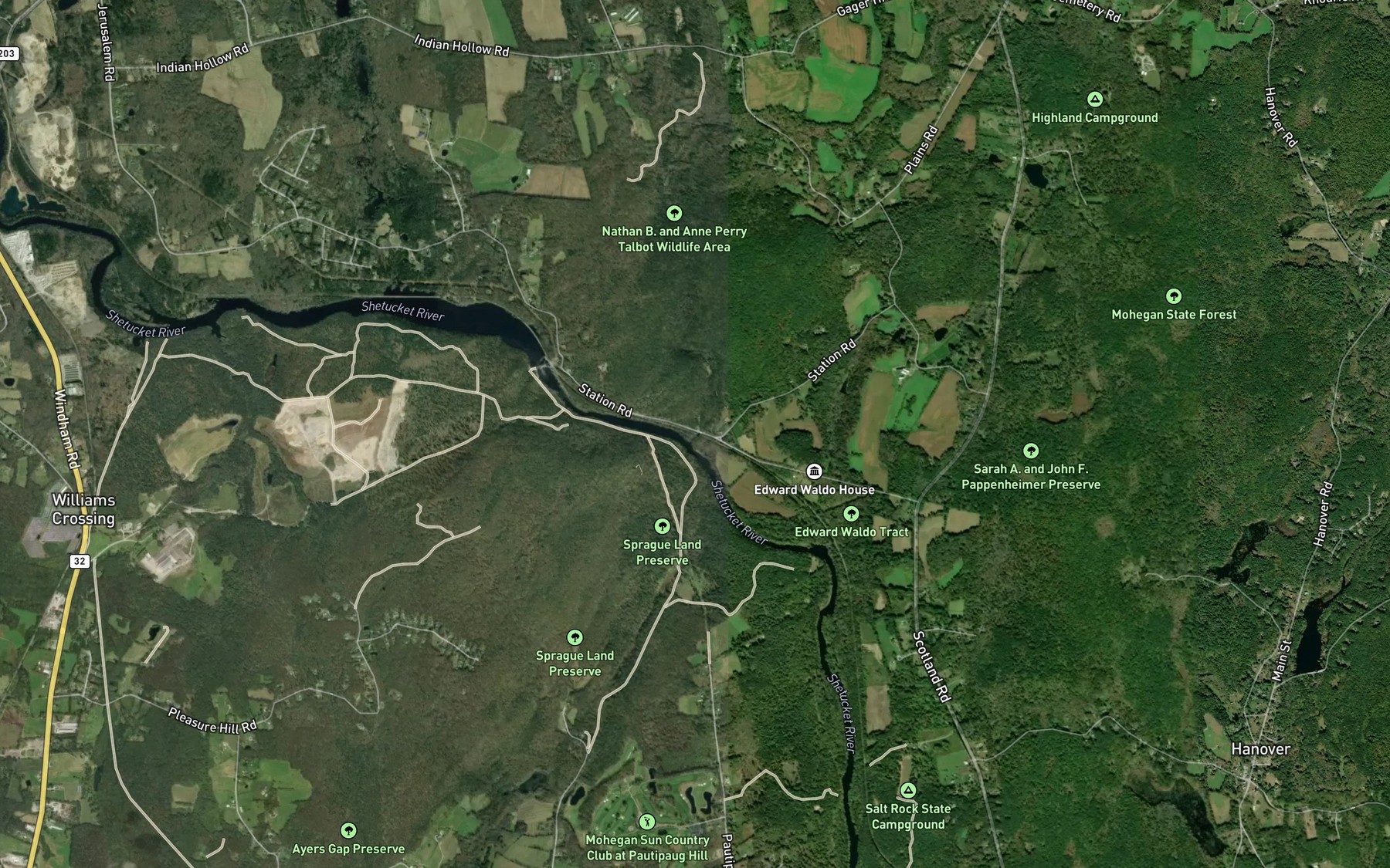 Satellite map of the Merrick Brook
