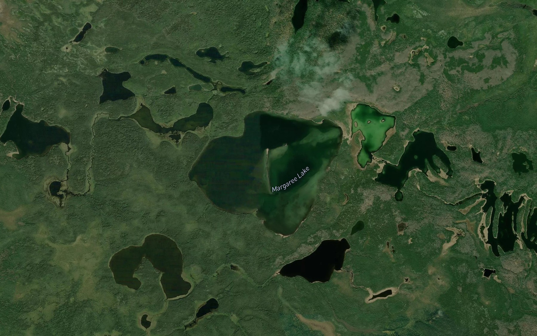 Satellite map of the Margaree Lake