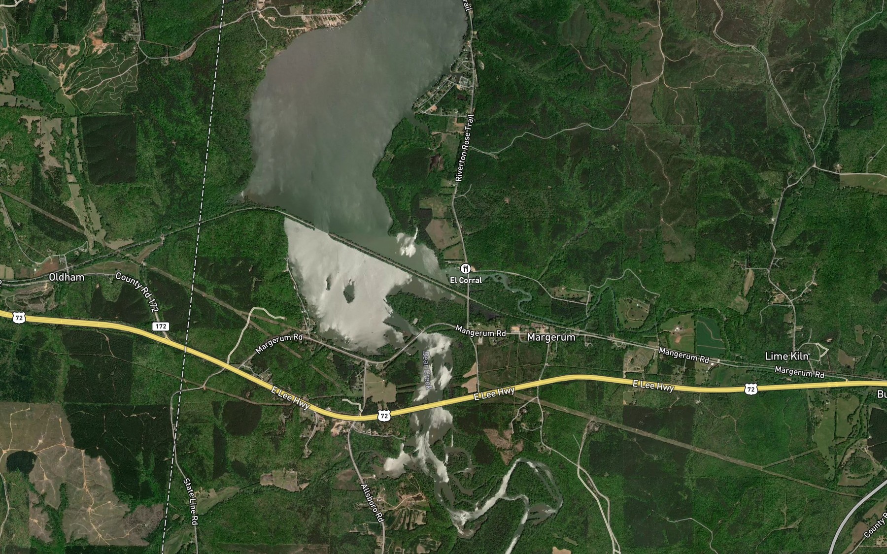 Satellite map of the Buzzard Roost Creek