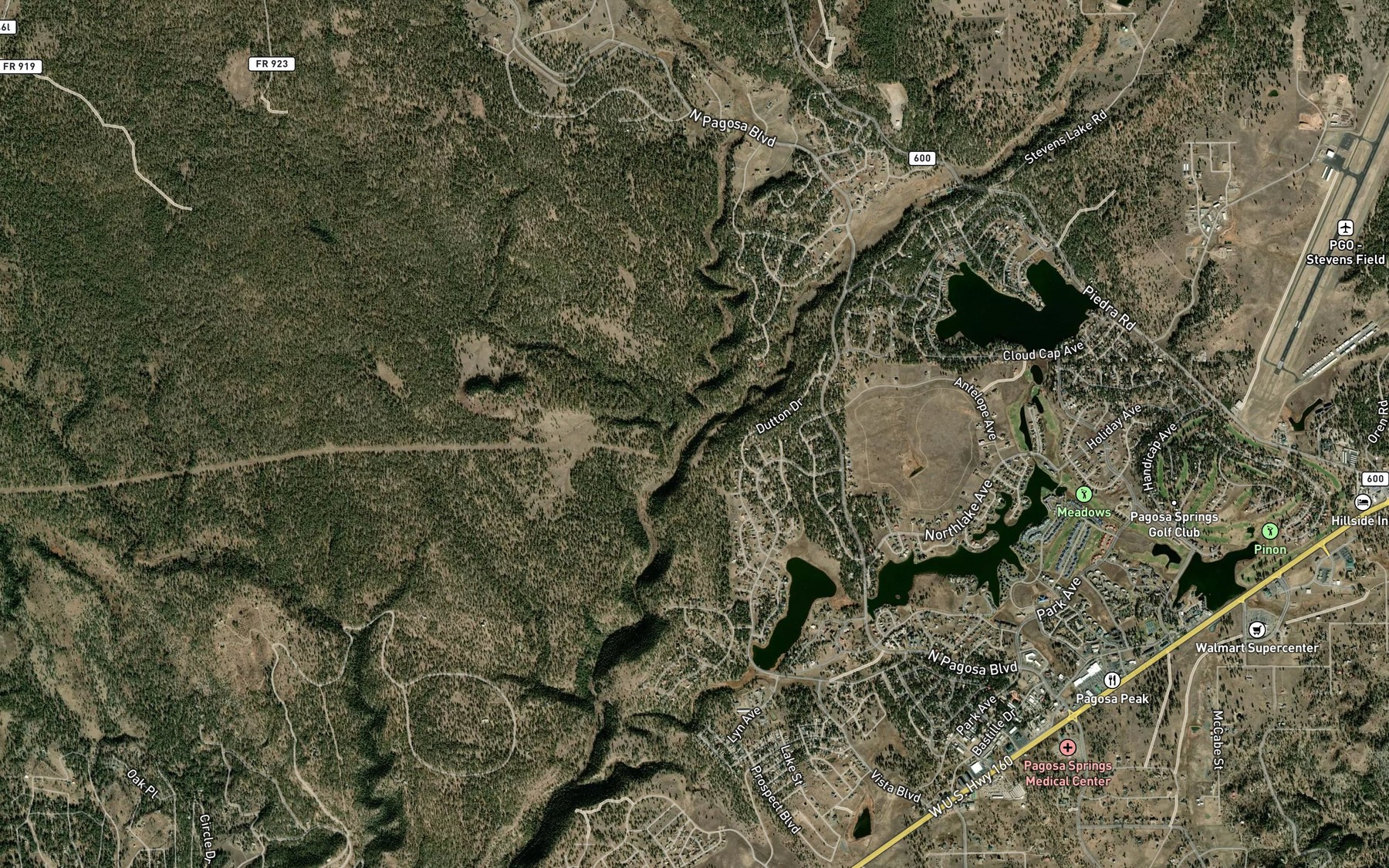 Satellite map of the Dutton Creek