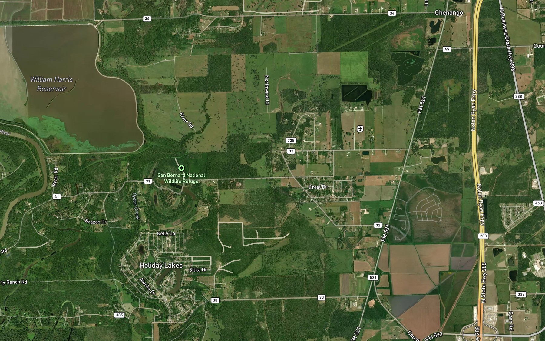 Satellite map of the Kelly Lake