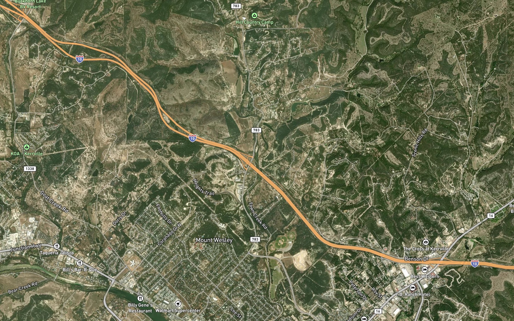 Satellite map of the East Town Creek