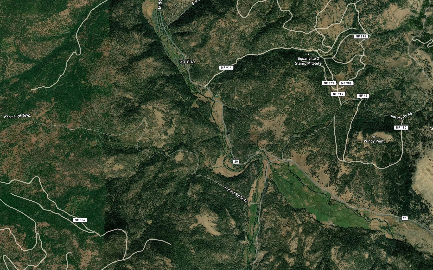 Satellite map of the Jungle Creek