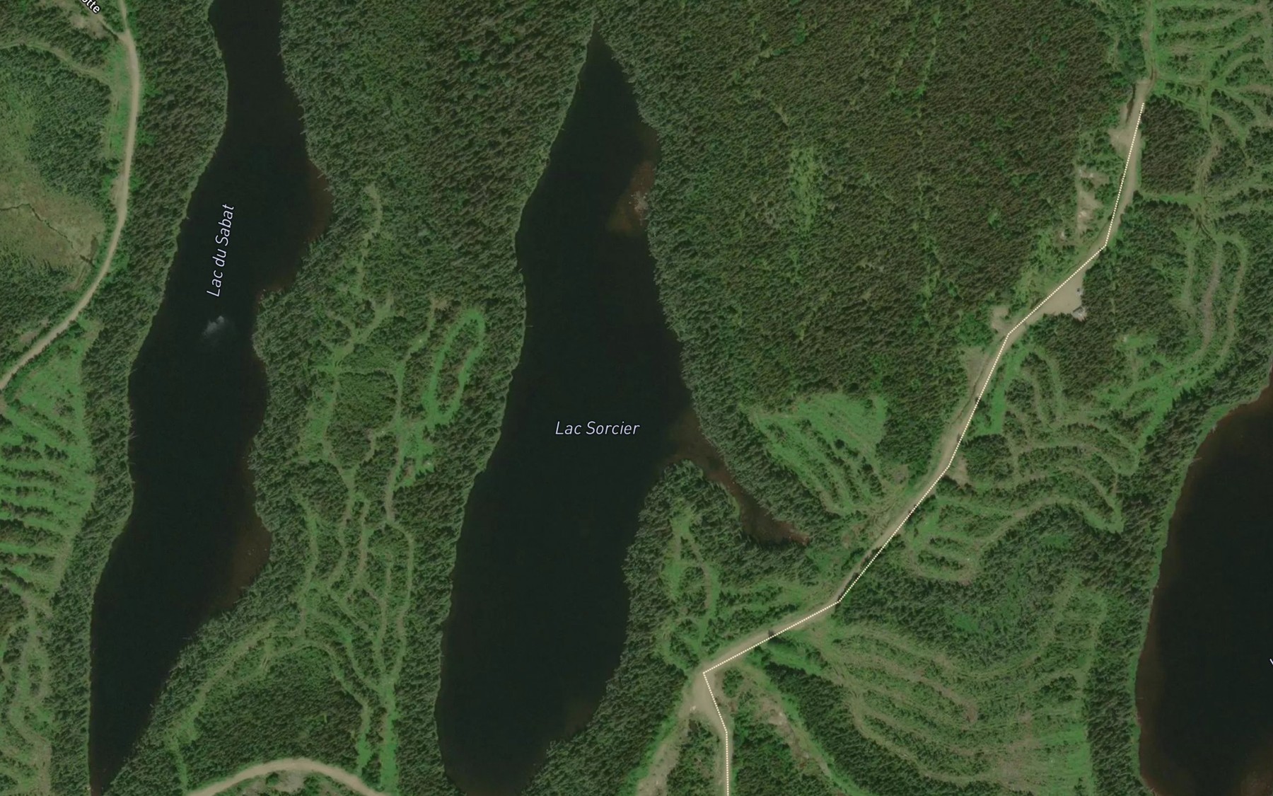 Satellite map of the Lac Sorcier