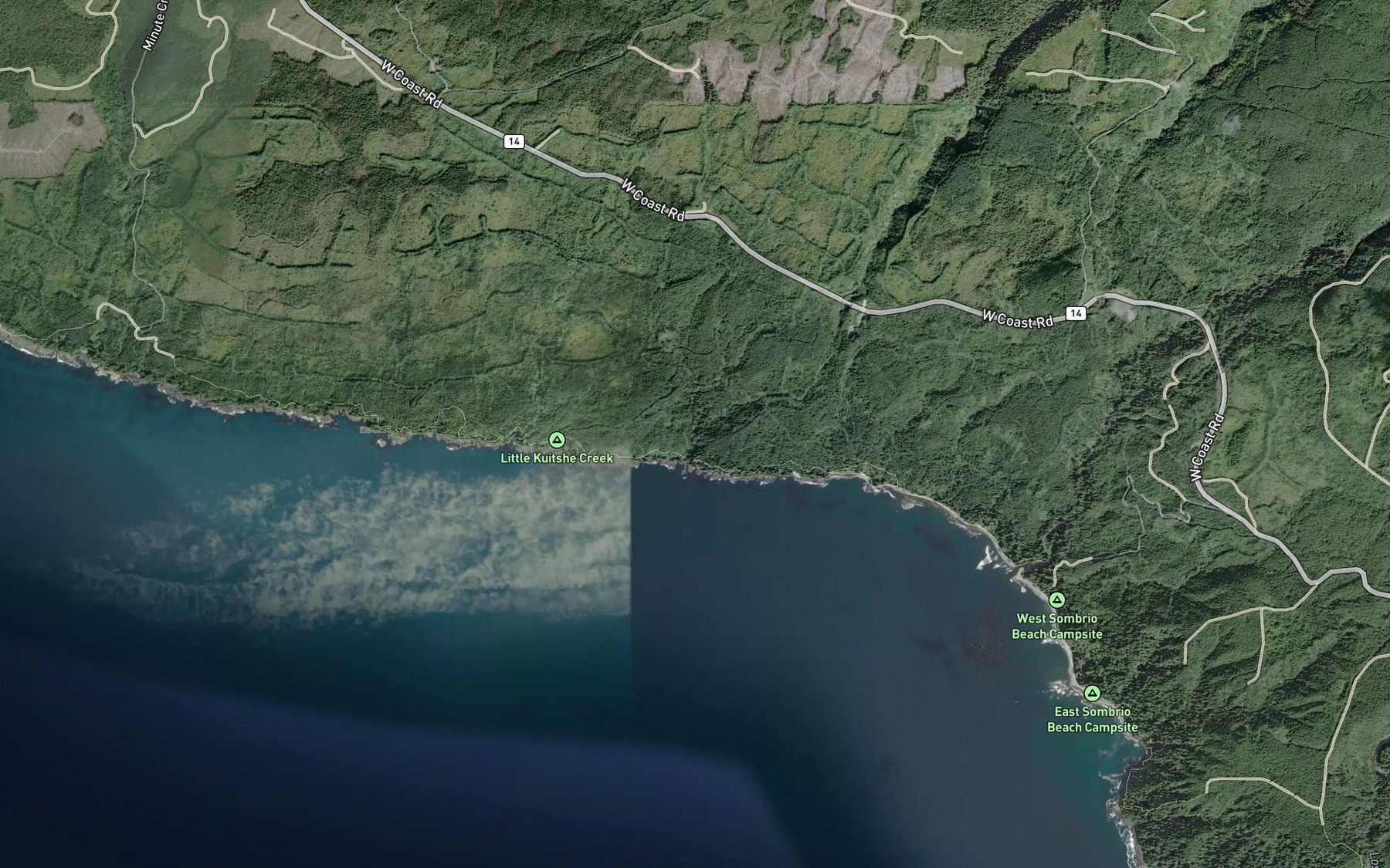 Satellite map of the Minute Creek