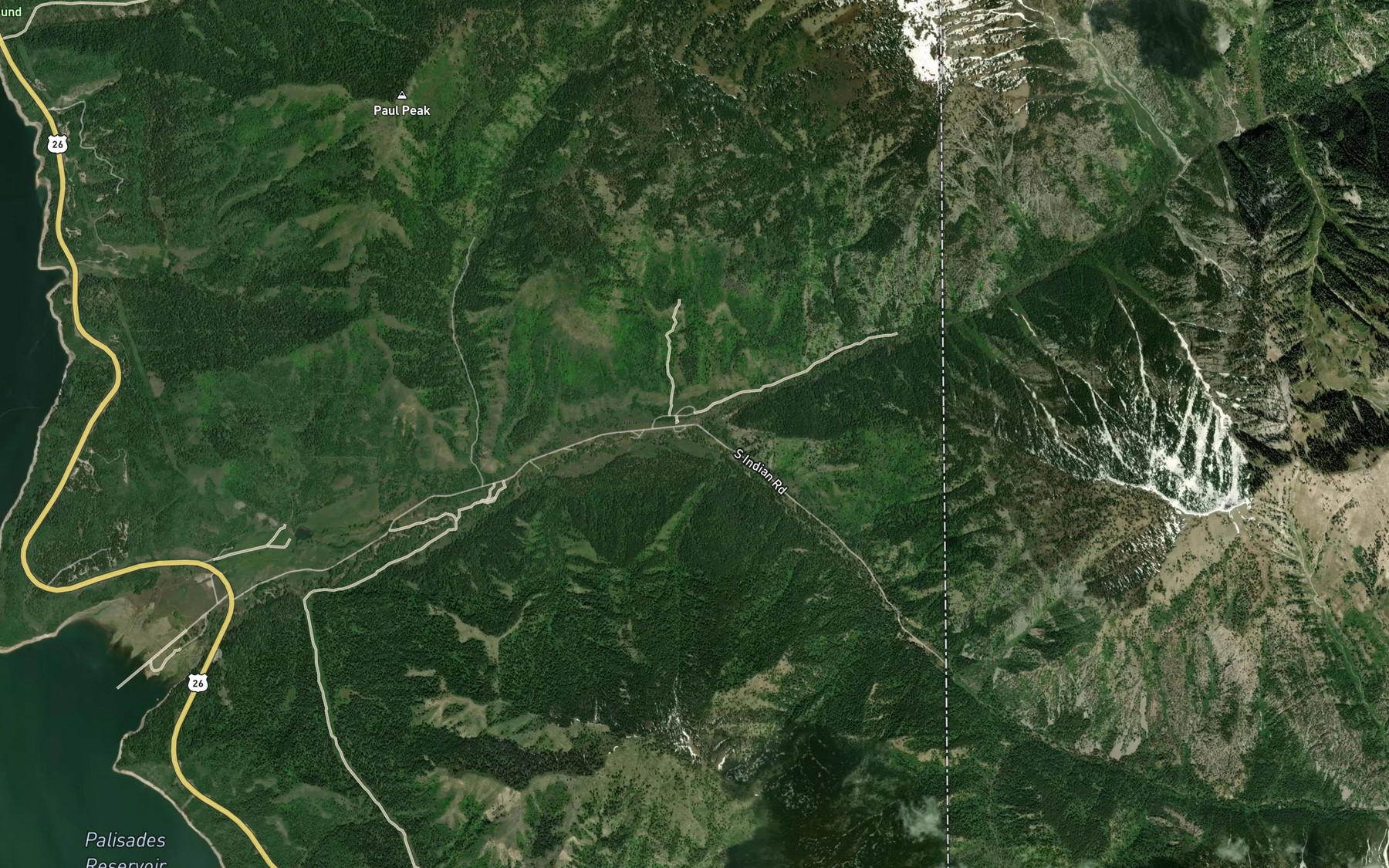 Satellite map of the South Fork Indian Creek