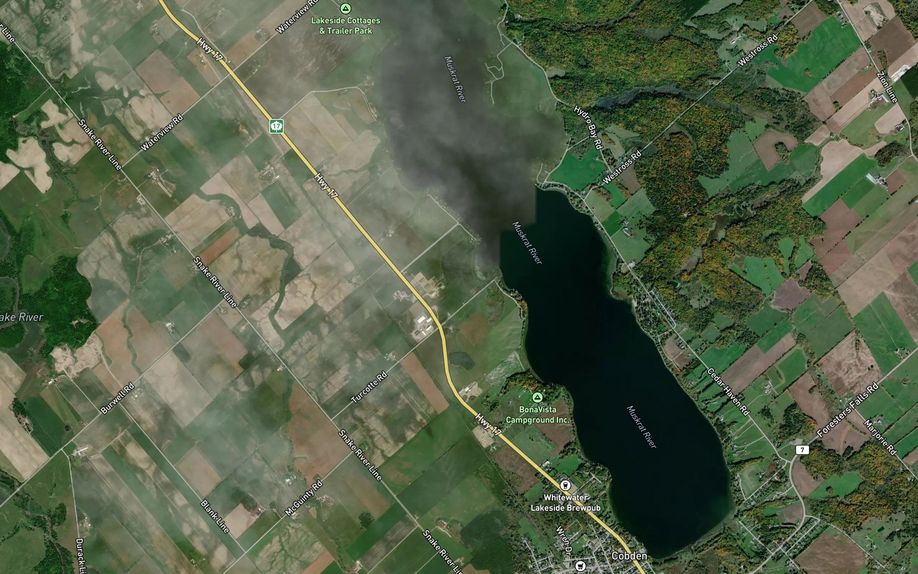 Satellite map of the Lily Bay