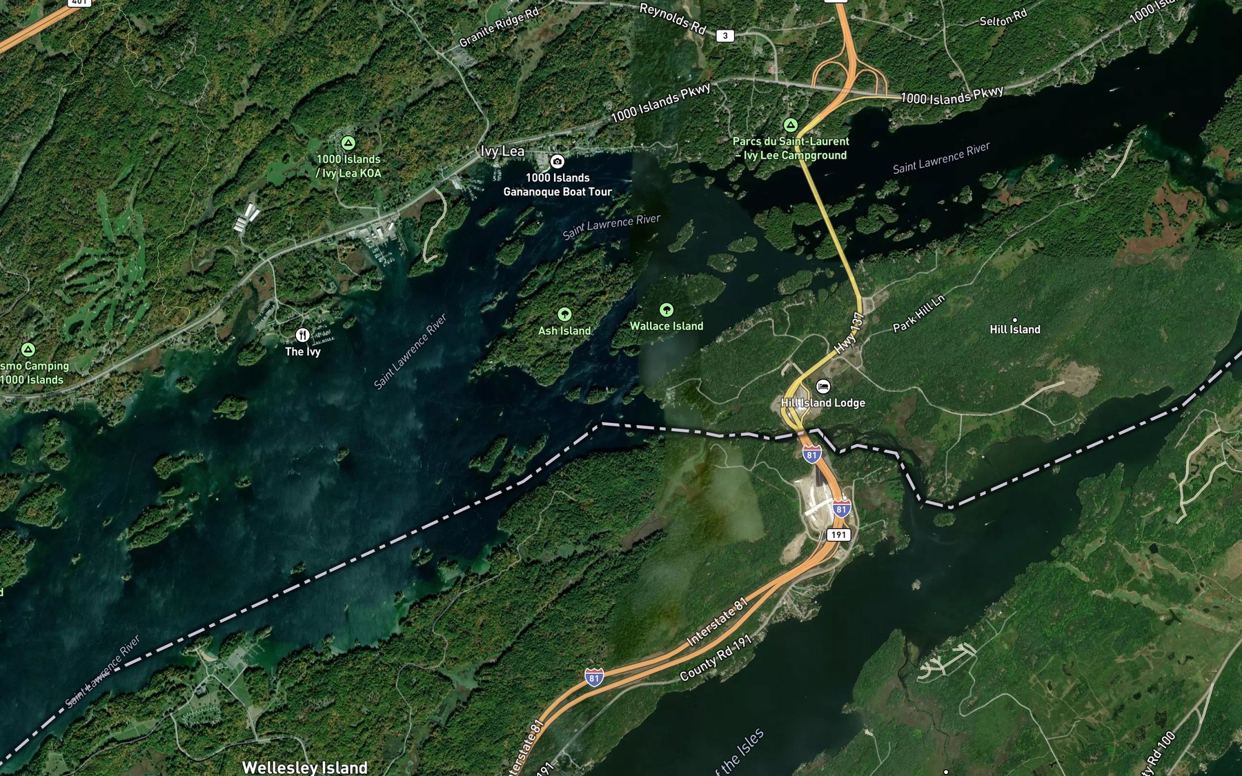 Satellite map of the Needles Eye