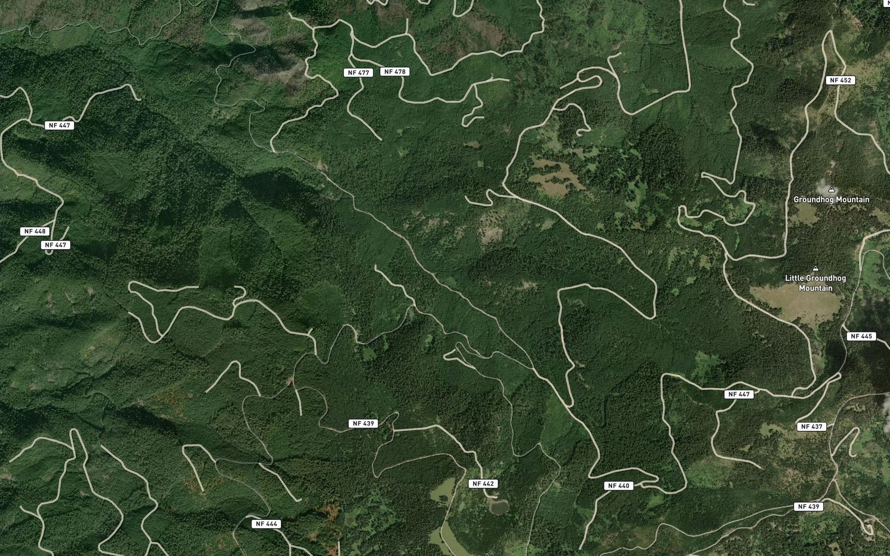 Satellite map of the South Fork Buck Creek