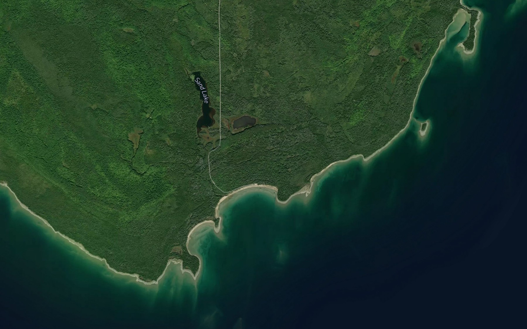 Satellite map of the Sand Bay
