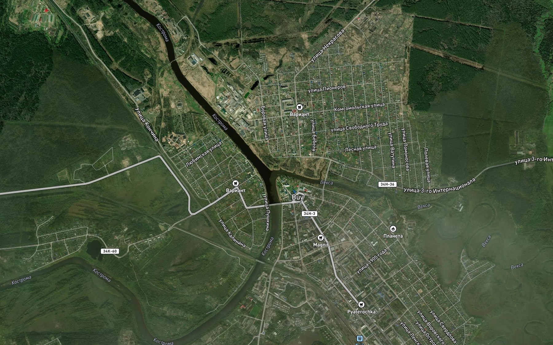 Satellite map of the Veksa