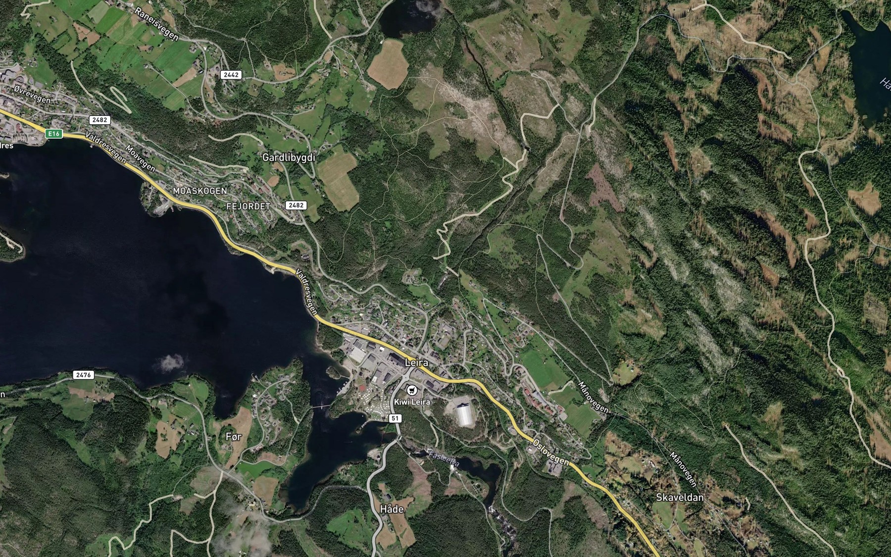 Satellite map of the Leirefossen
