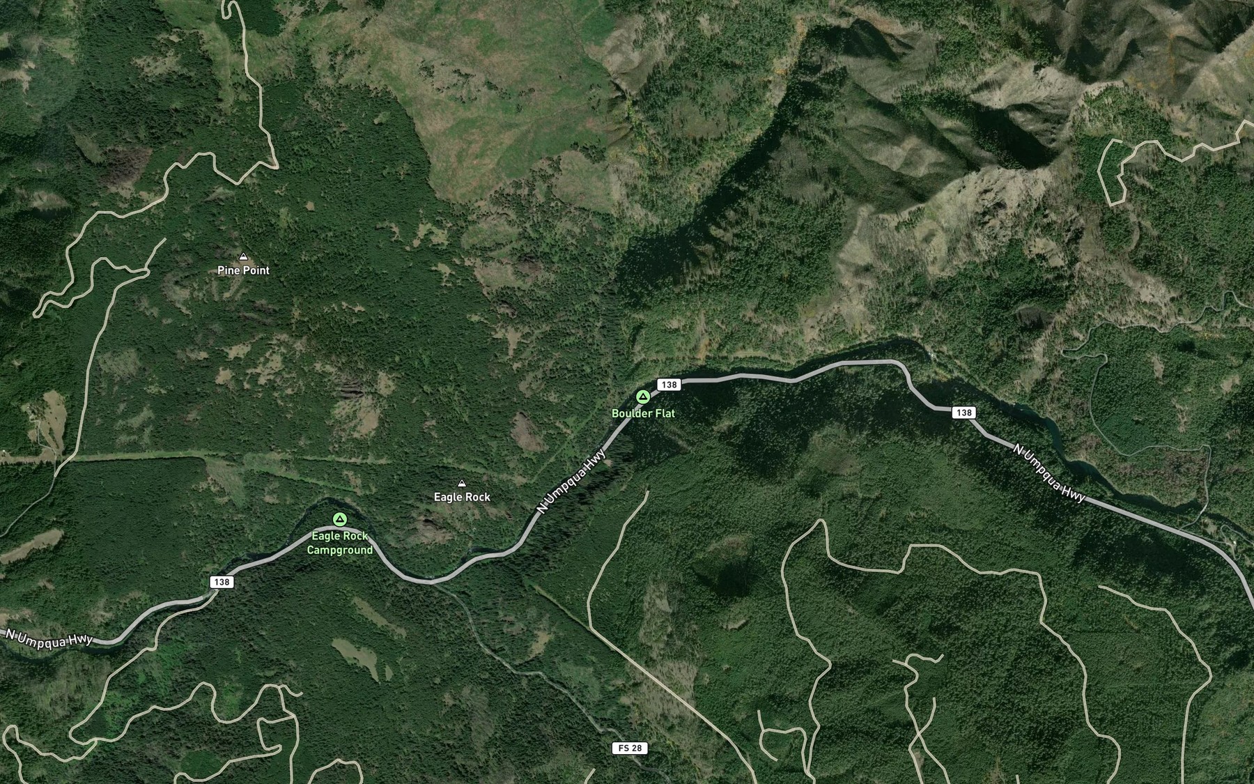 Satellite map of the Boulder Creek