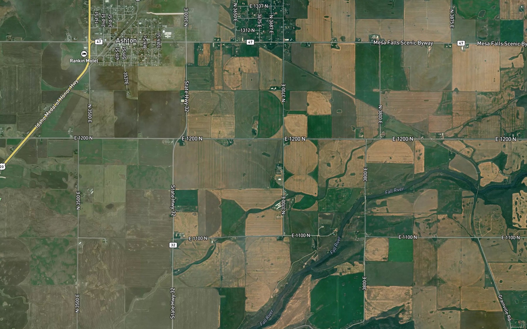 Satellite map of the Farmers Own Canal