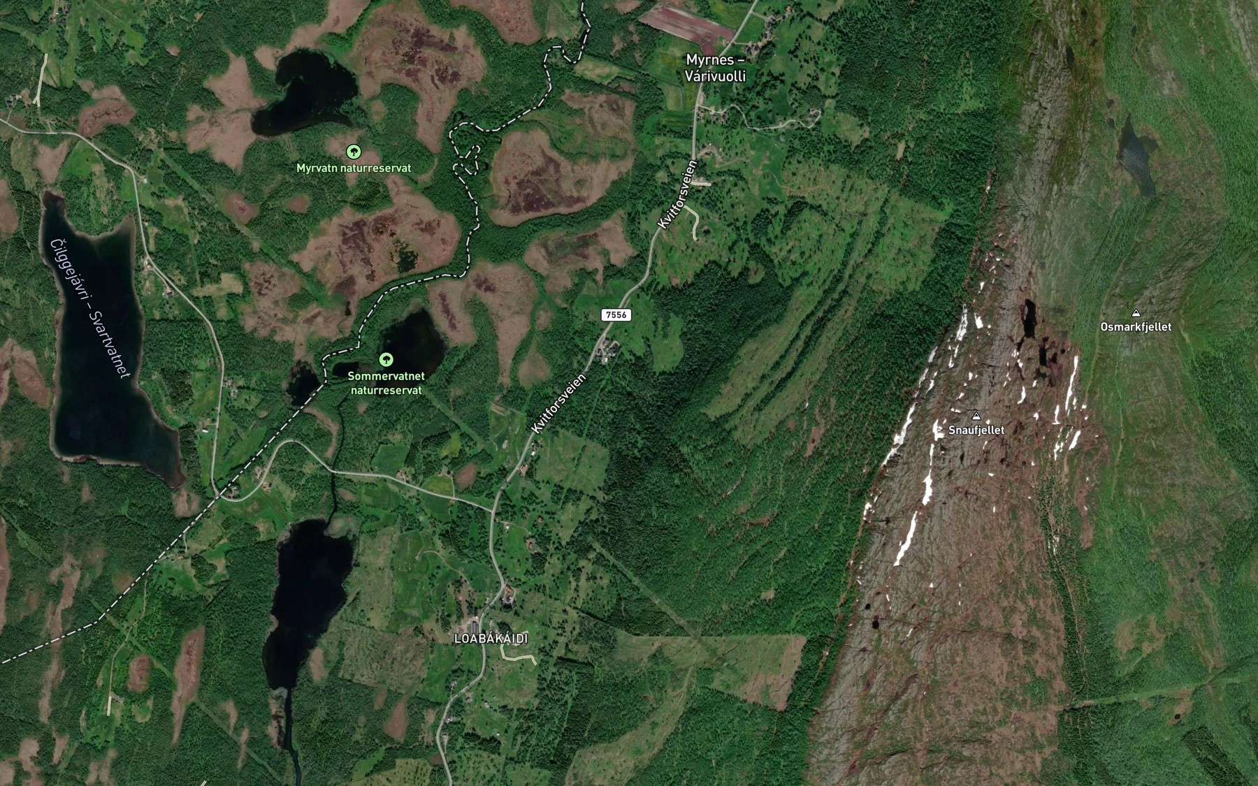 Satellite map of the Skjellbekken