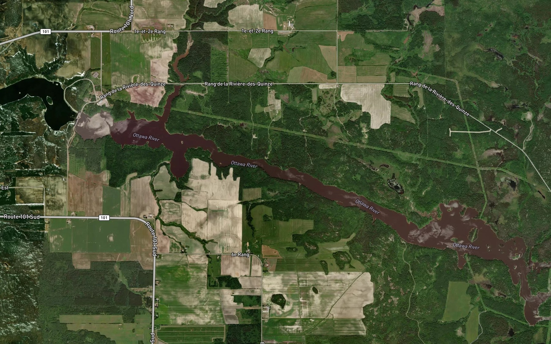 Satellite map of the Rapides des Quinze