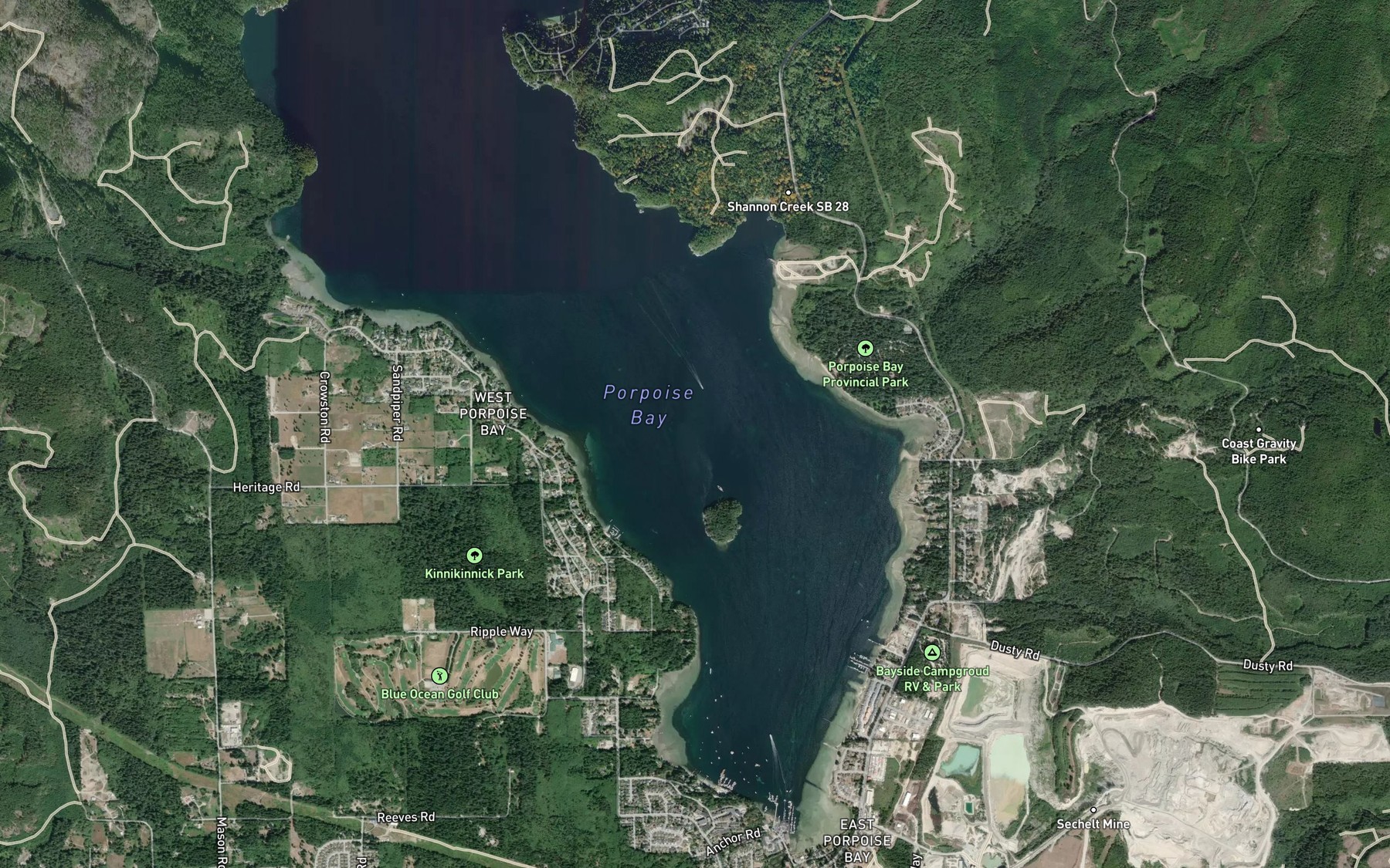 Satellite map of the Porpoise Bay