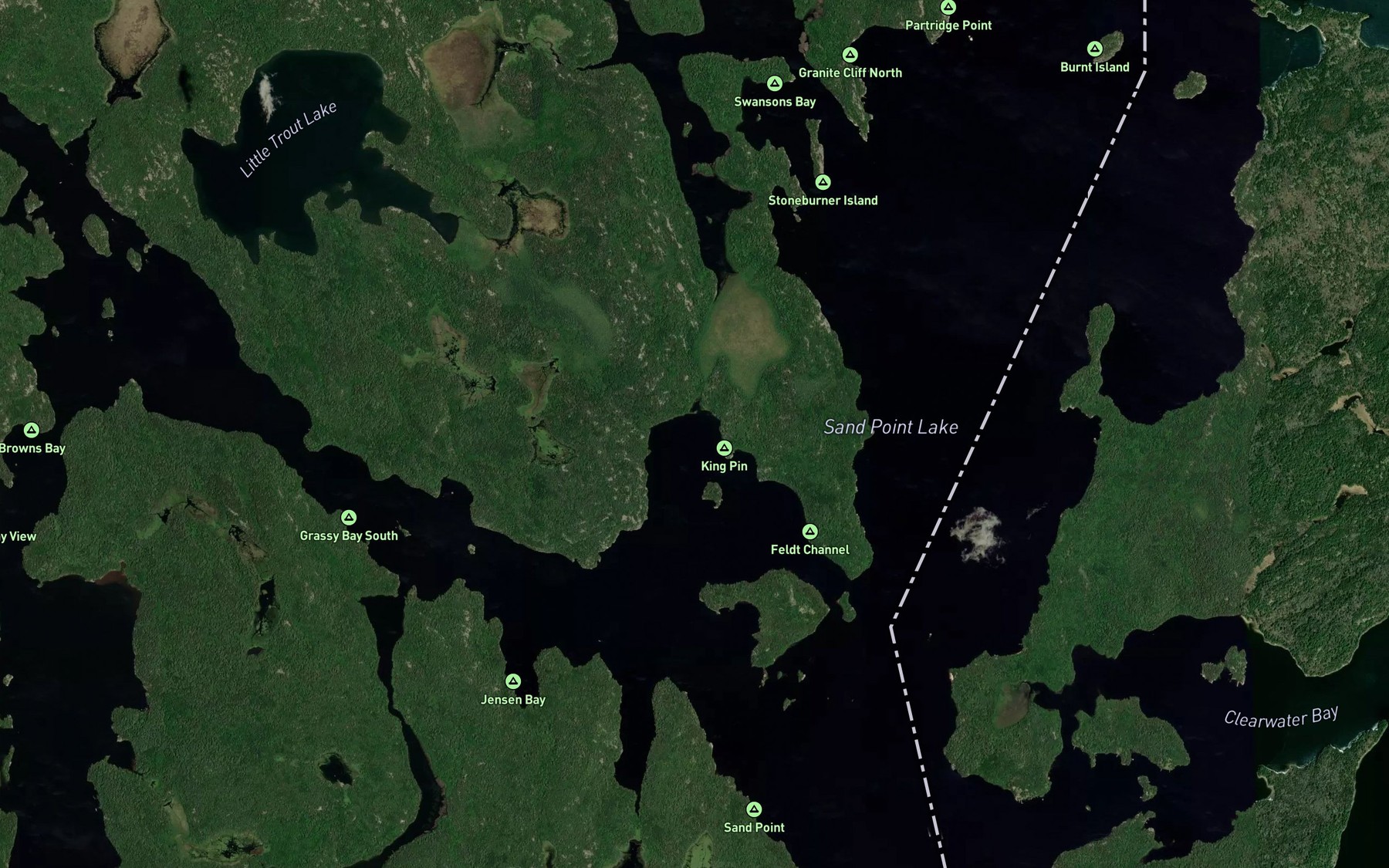Satellite map of the Sand Point Lake