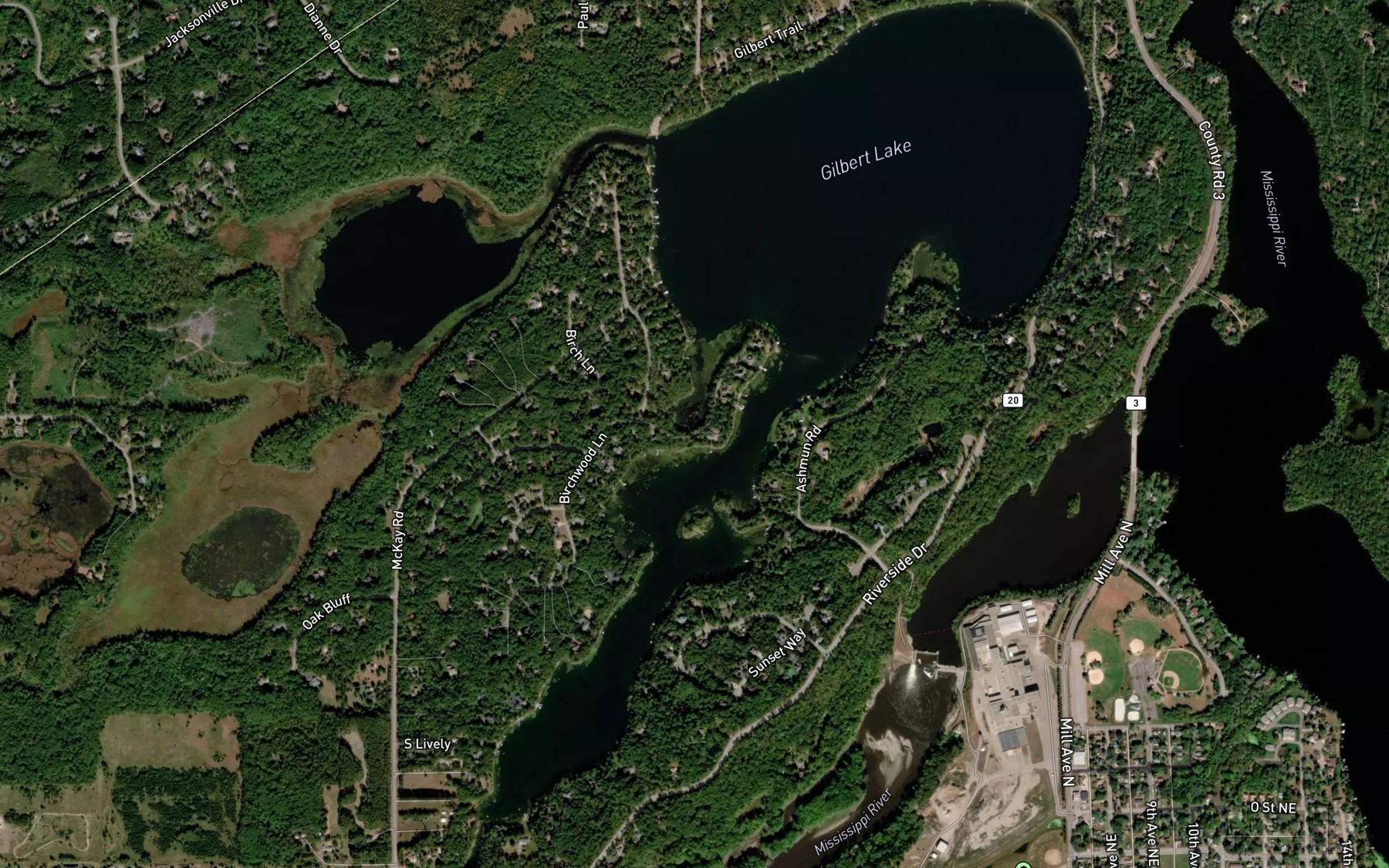 Satellite map of the Gilbert Lake