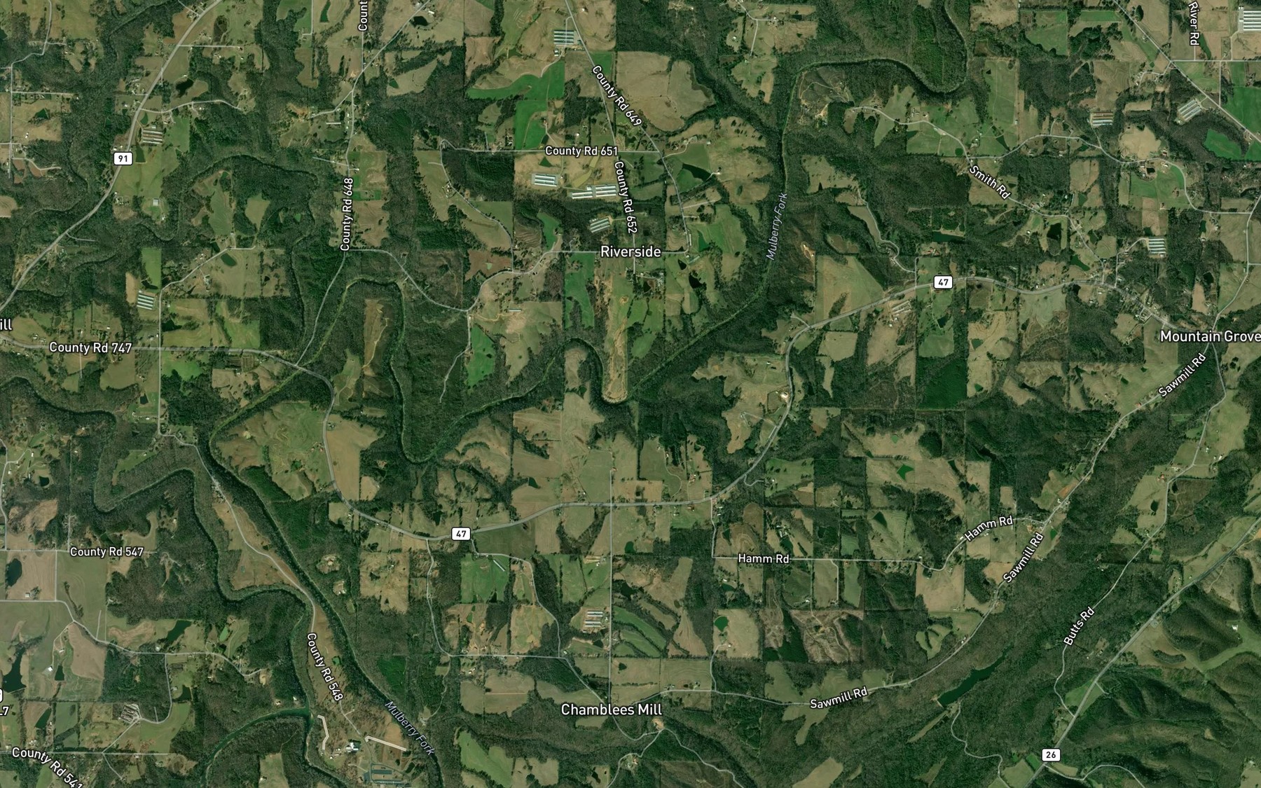 Satellite map of the Mountain Grove Branch
