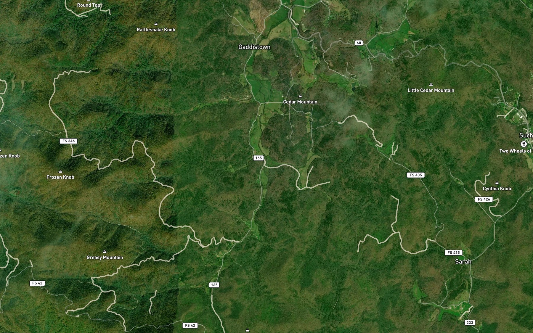 Satellite map of the Canada Creek