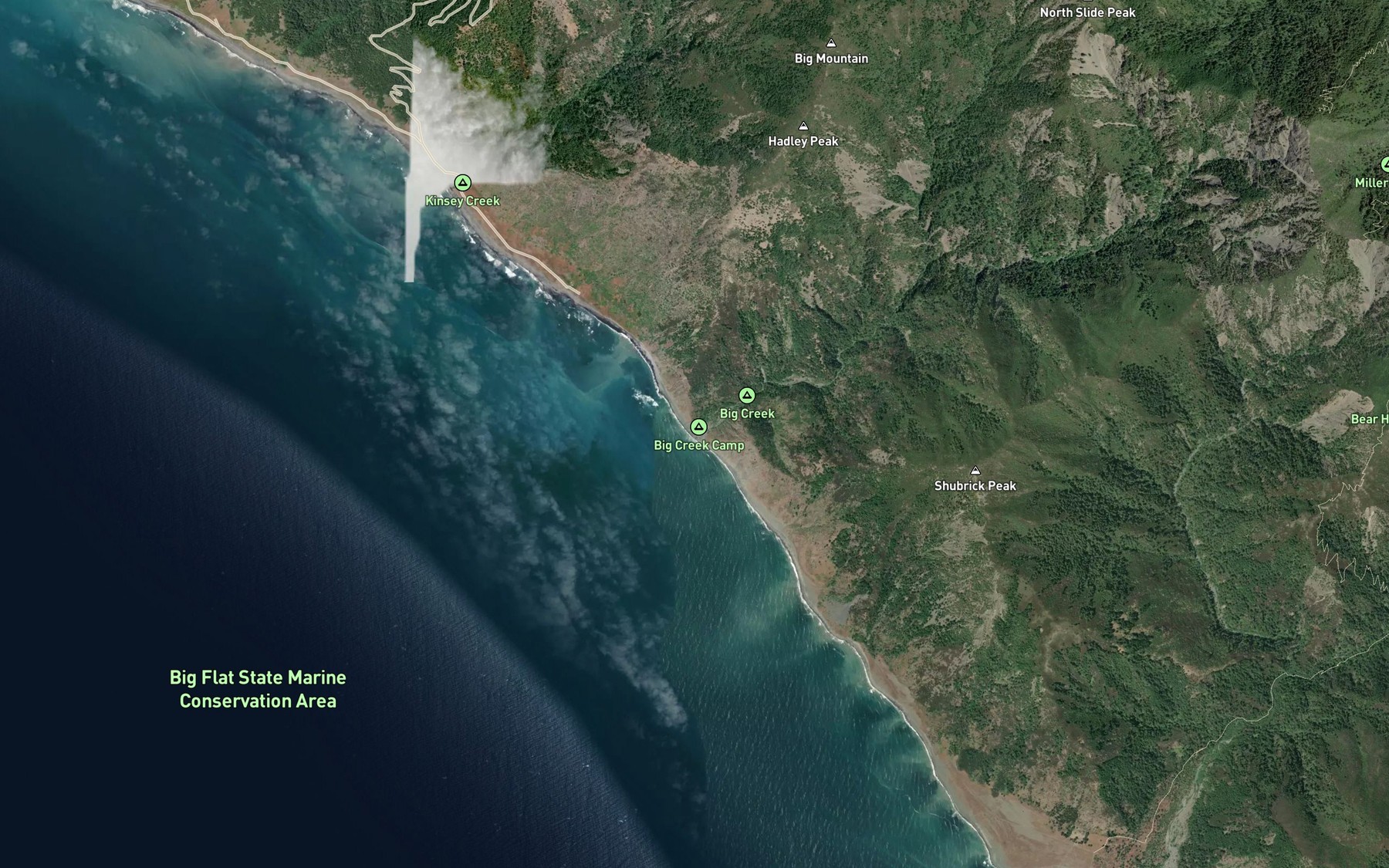 Satellite map of the Big Creek