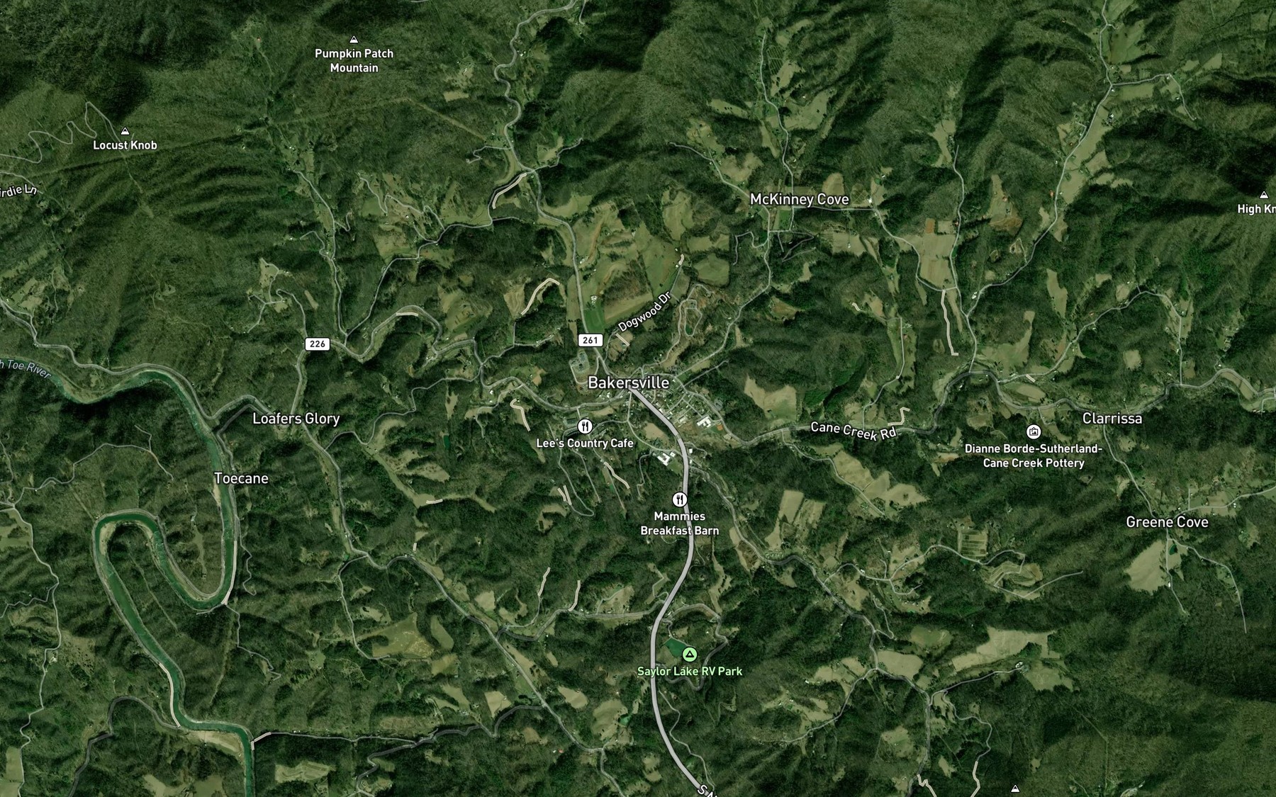 Satellite map of the Honeycutt Branch
