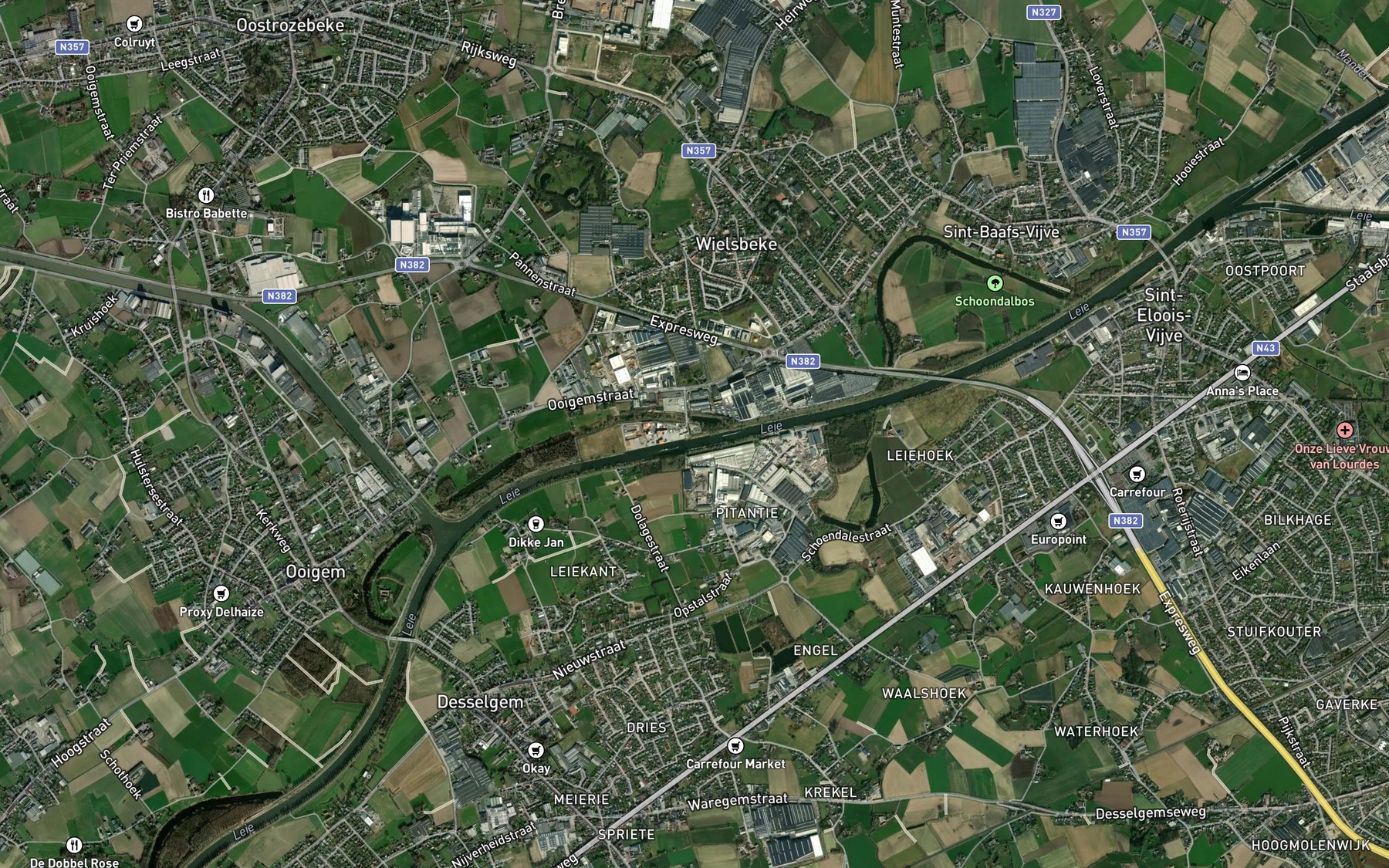 Satellite map of the Gaverbeek