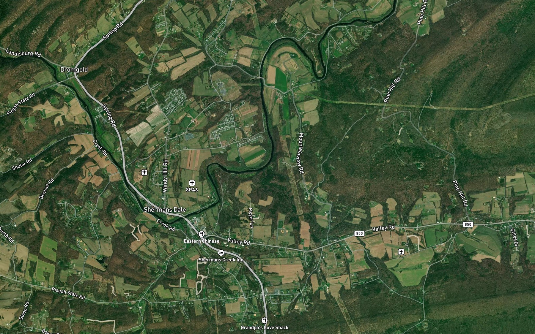 Satellite map of the Fishing Run