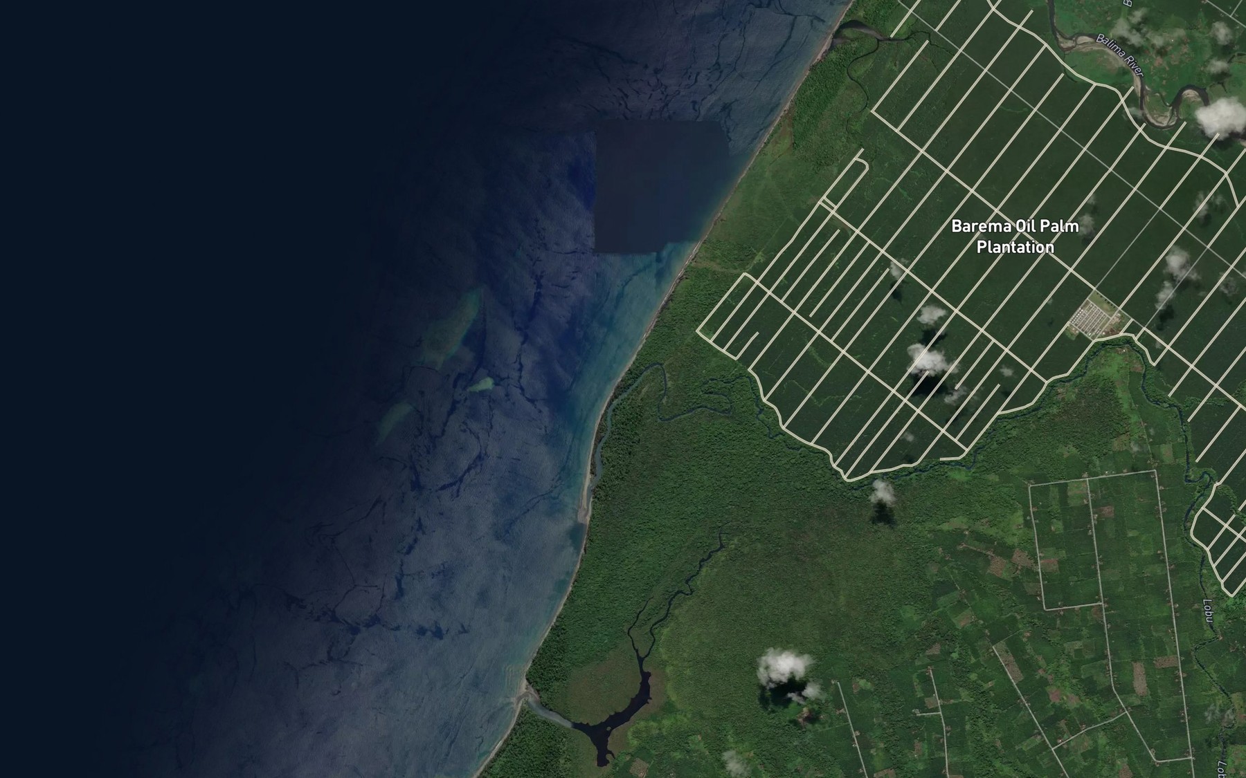 Satellite map of the Lobu River