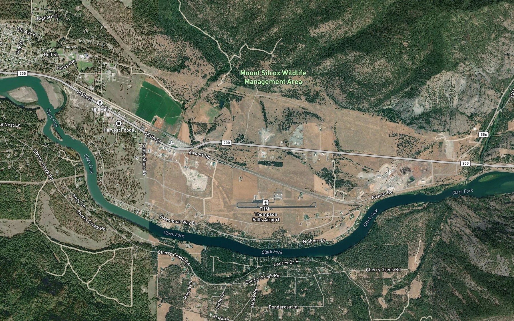 Satellite map of the Ashley Creek