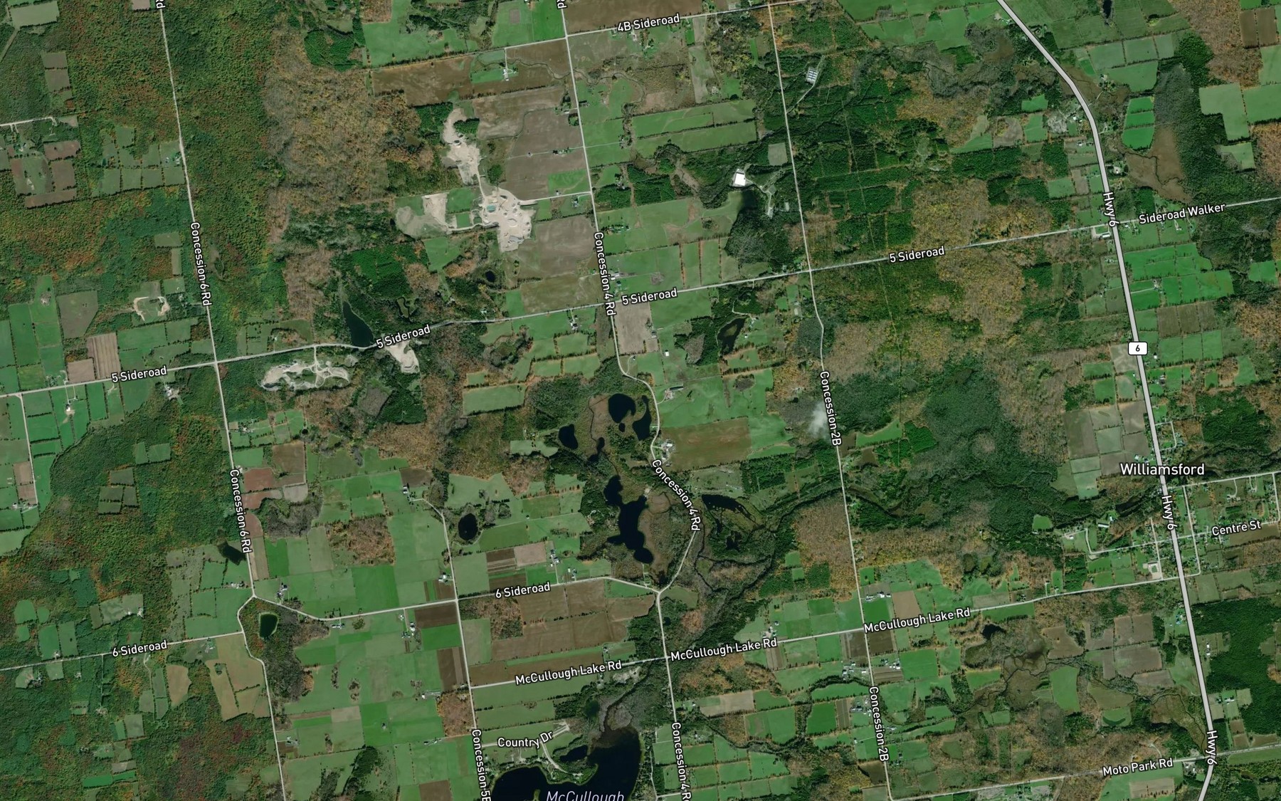Satellite map of the Stewart Lakes