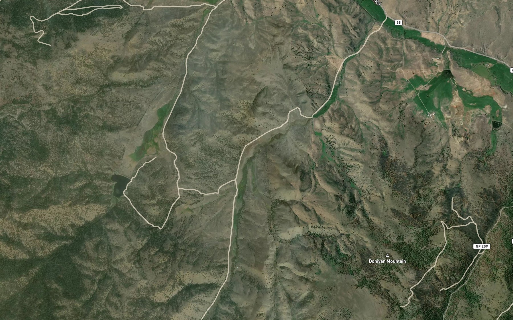 Satellite map of the Delles Creek