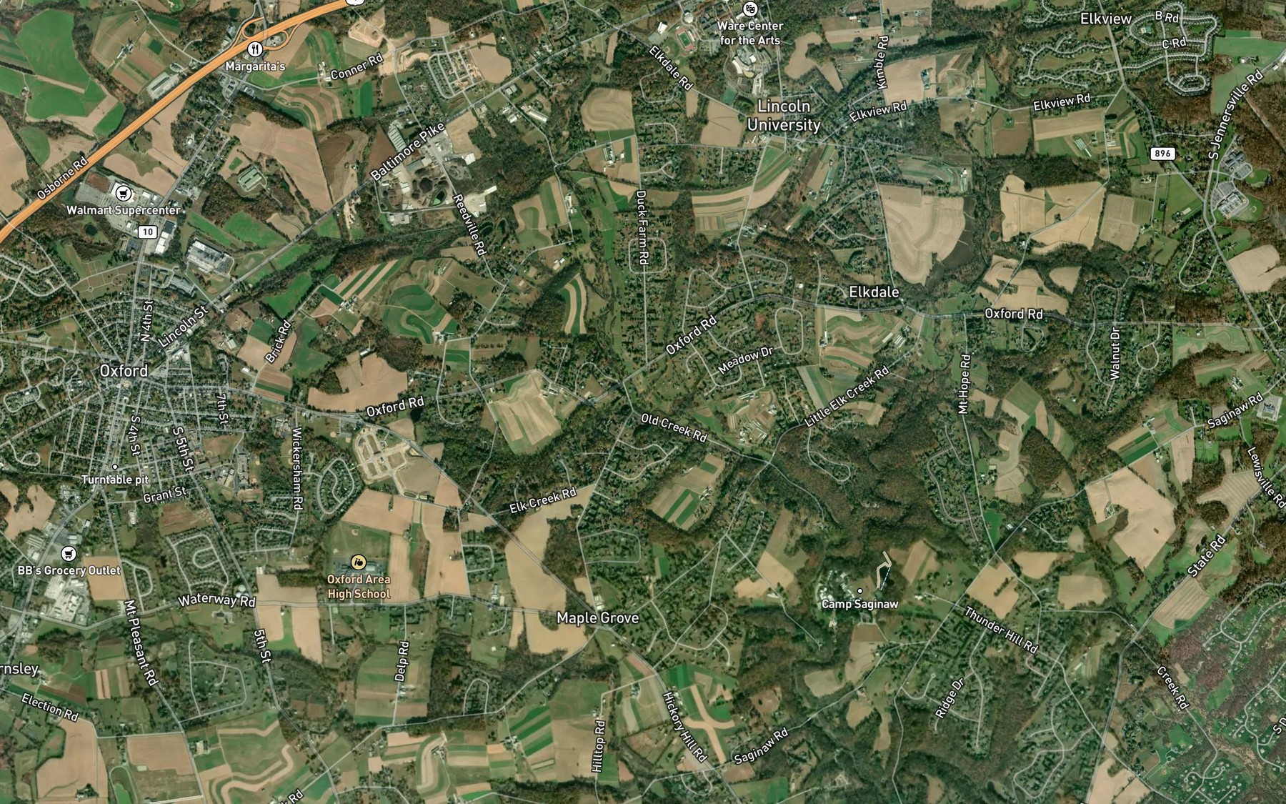 Satellite map of the McDonald Run
