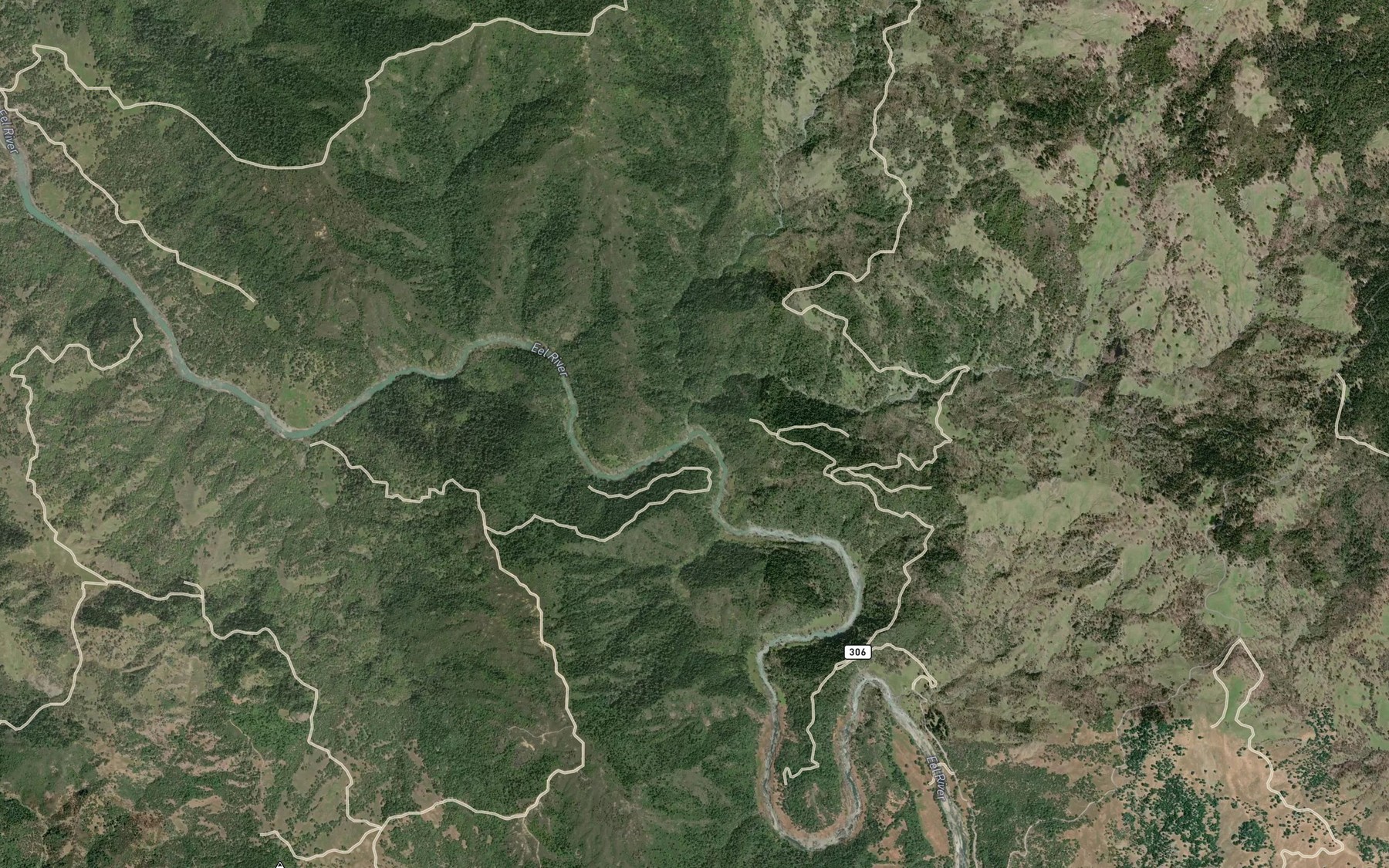 Satellite map of the Twin Bridges Creek