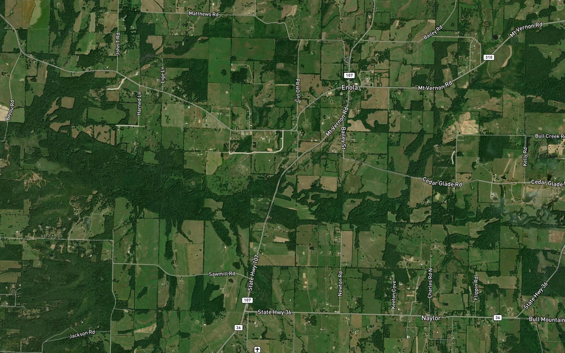 Satellite map of the Bailey Branch